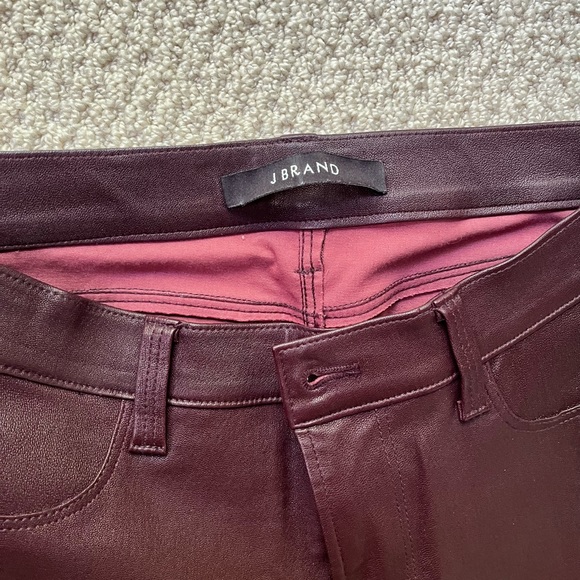 J Brand Tonya Burgundy Leather Moto Pants size 27 - Picture 3 of 6